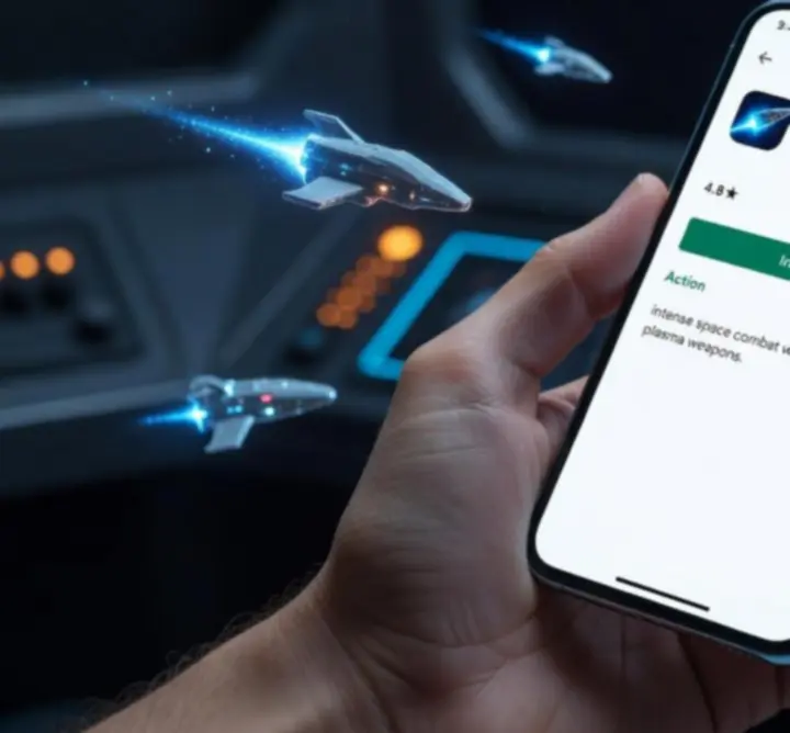 Przycisk zachęcający do pobrania gry SEA z Google Play